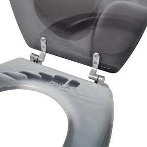 vidaXL Toilet Seats with Lid 2 pcs. MDF Stones