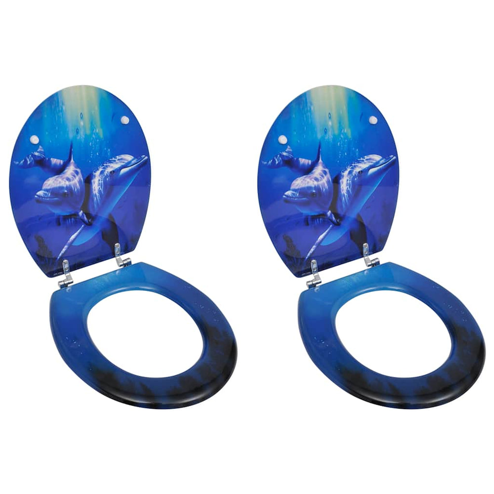 vidaXL Toilet Seats with Lid 2 pcs. MDF Dolphin