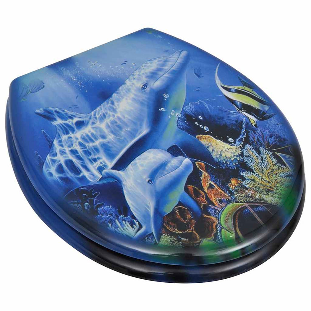 vidaXL Toilet Seats with Lid 2 pcs. MDF Dolphin