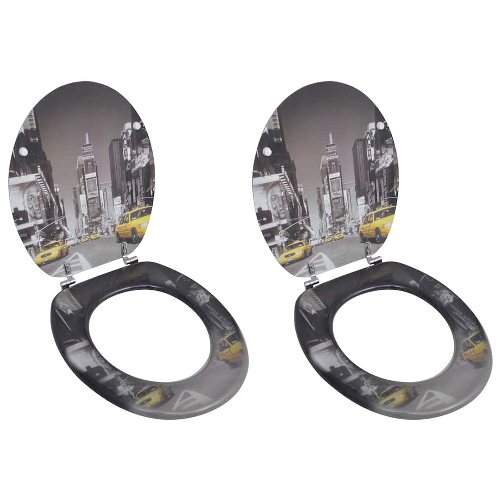 vidaXL Toilet Seats with Lid 2 pcs. MDF New York