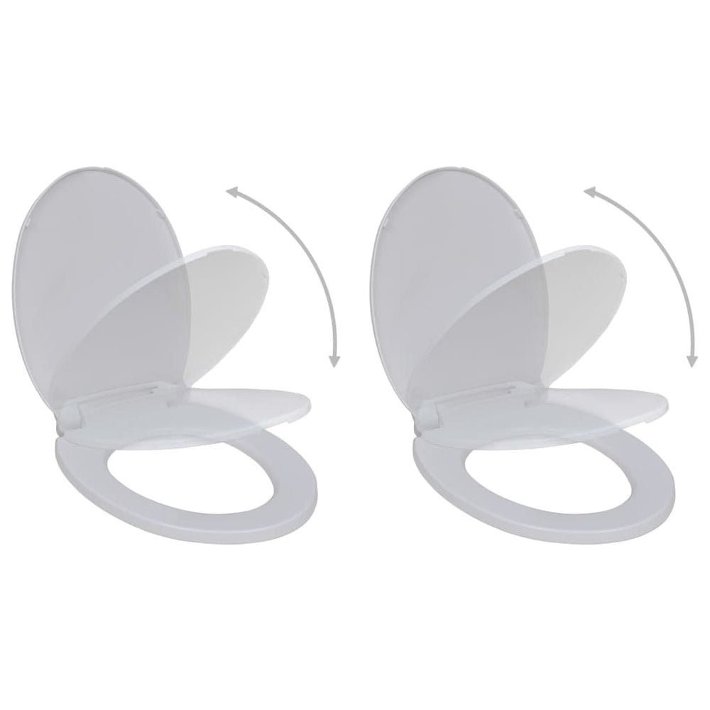 vidaXL Toilet Seats with Soft Close 2 pcs Plastic White