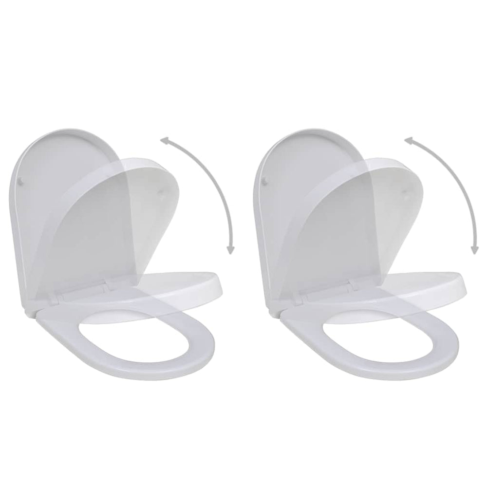 vidaXL Toilet Seats with Soft Close 2 pcs Plastic White