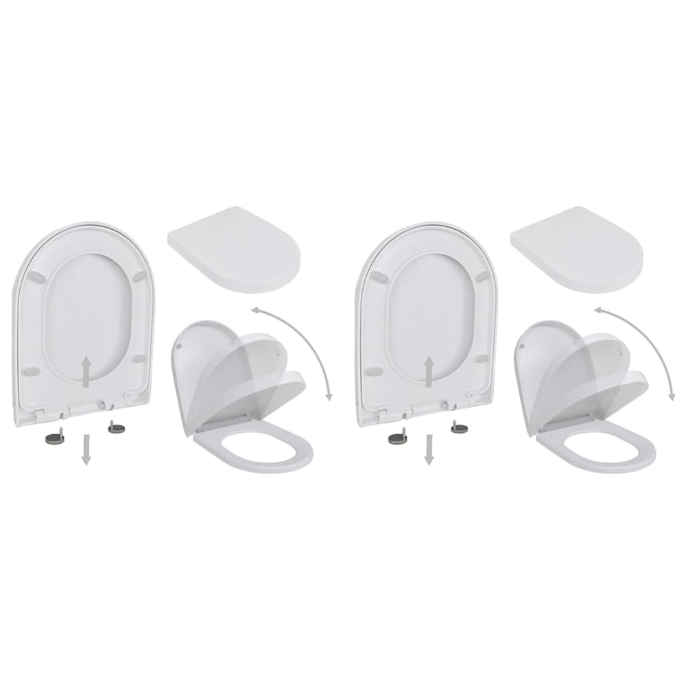 vidaXL Toilet Seats with Soft Close 2 pcs Plastic White