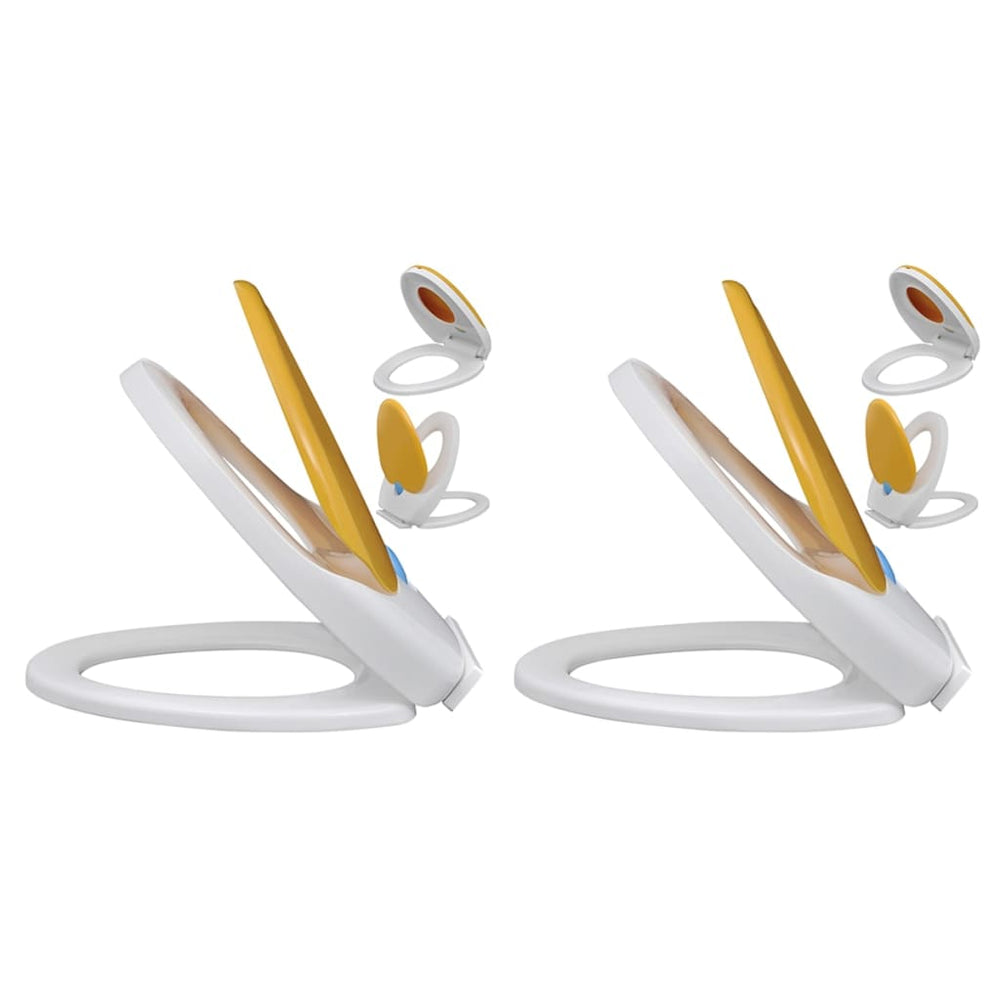 vidaXL Soft-Close Toilet Seats 2 pcs Plastic White/Yellow