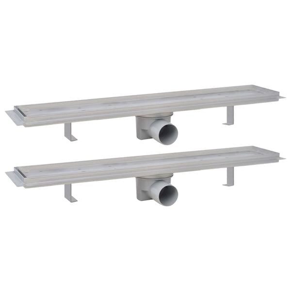 vidaXL Linear Shower Drains 2 pcs 630 x 140 mm Stainless Steel