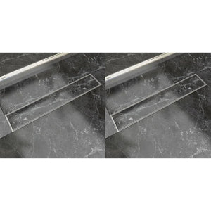 vidaXL Linear Shower Drains 2 pcs 630 x 140 mm Stainless Steel