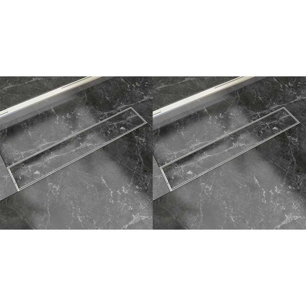 vidaXL Linear Shower Drains 2 pcs 630 x 140 mm Stainless Steel