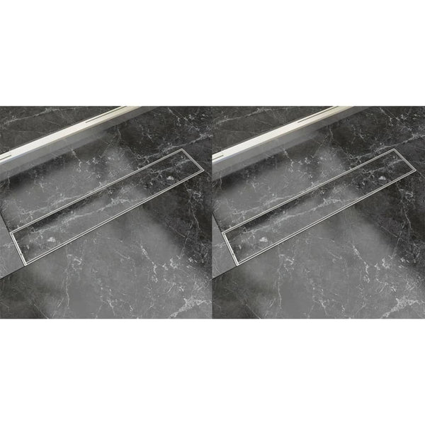 vidaXL Linear Shower Drains 2 pcs 630 x 140 mm Stainless Steel