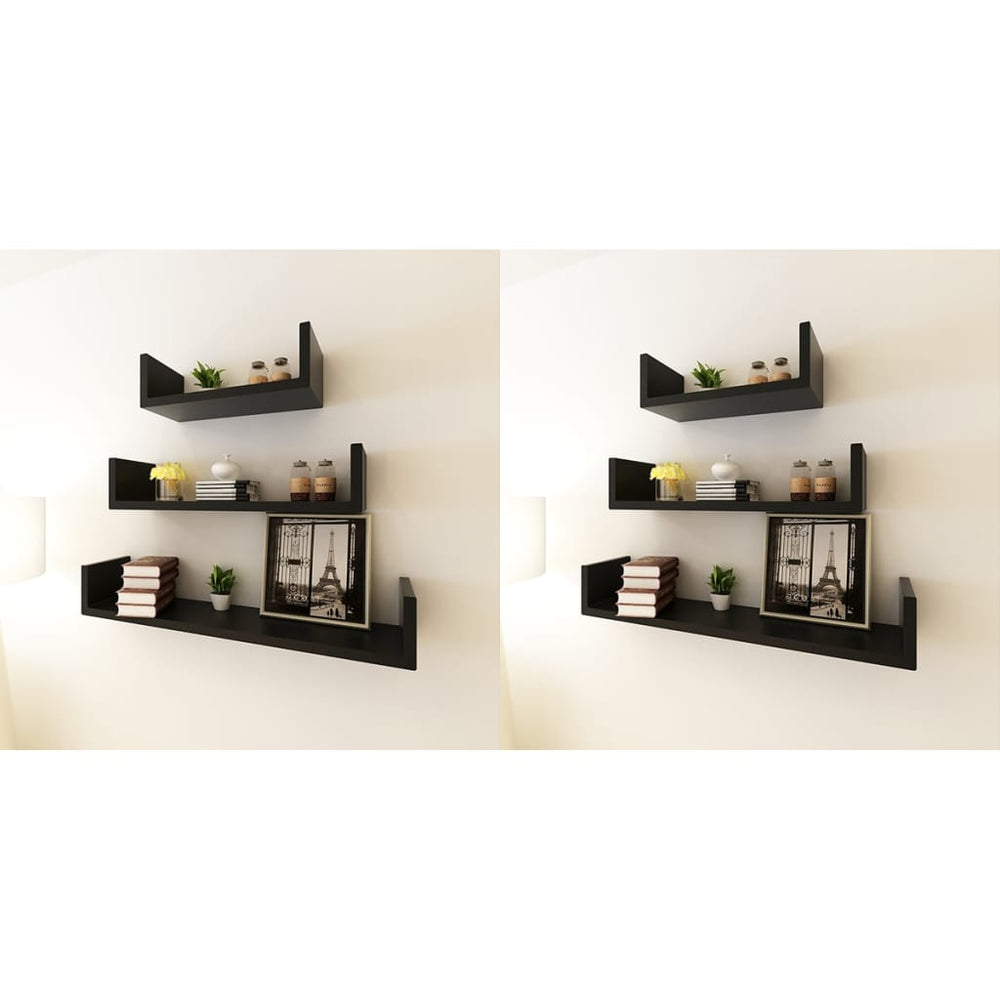vidaXL Wall Shelves 6 pcs. Black