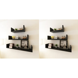 vidaXL Wall Shelves 6 pcs. Black
