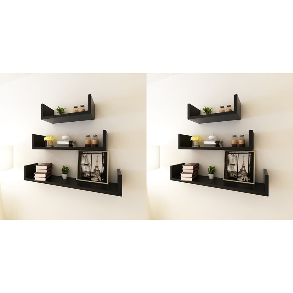vidaXL Wall Shelves 6 pcs. Black