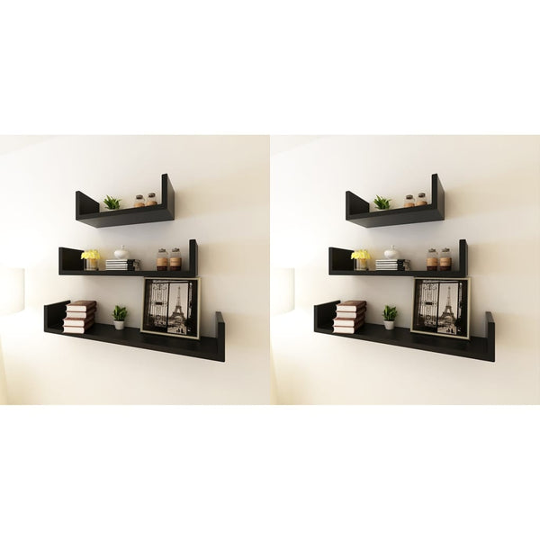 vidaXL Wall Shelves 6 pcs. Black