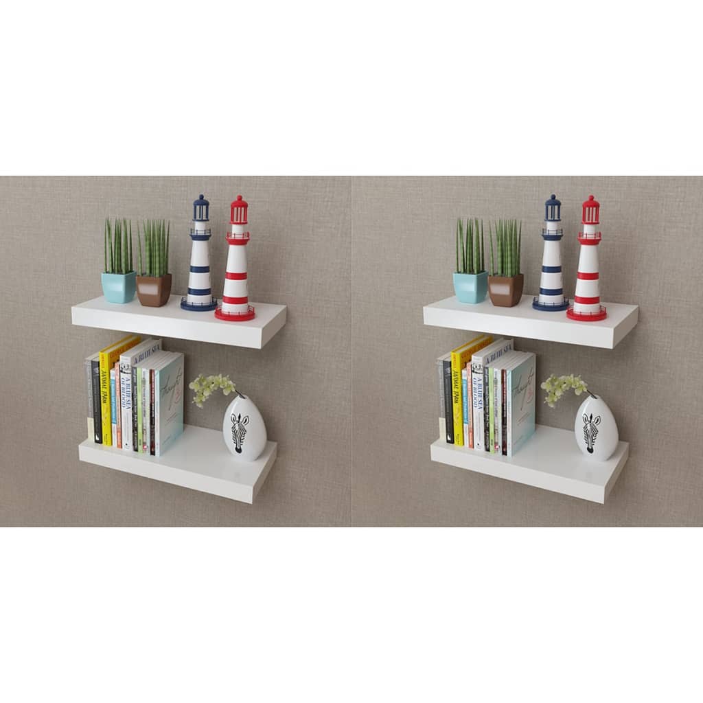 vidaXL Wall Shelves 4 pcs. White 40 cm