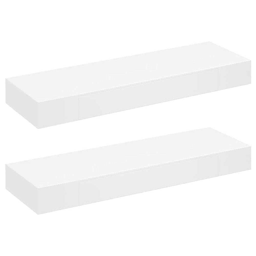 vidaXL Wall Shelf Hanging Shelf with Drawers 2 pcs. White 80 cm