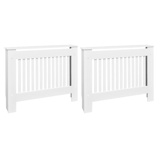 vidaXL Radiator Cover 2 pcs White Engineered Wood 112 cm