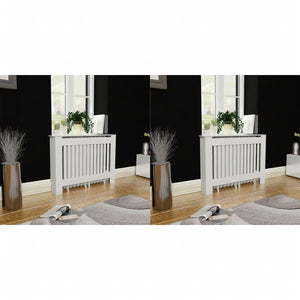 vidaXL Radiator Cover 2 pcs White Engineered Wood 112 cm