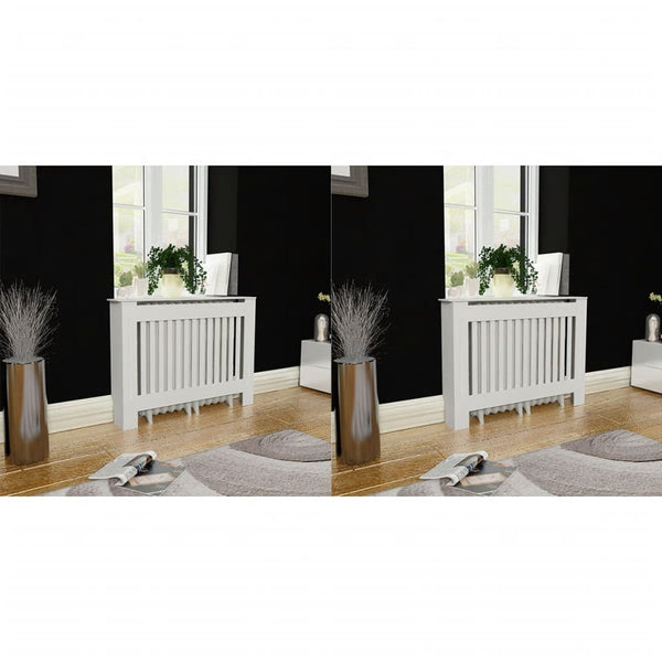 vidaXL Radiator Cover 2 pcs White Engineered Wood 112 cm