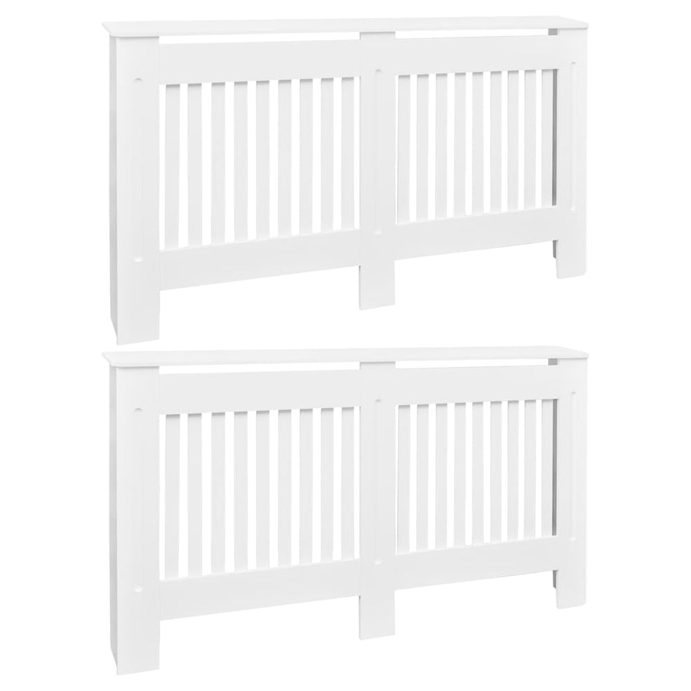 vidaXL Radiator Cover 2 pcs White Engineered Wood 152 cm