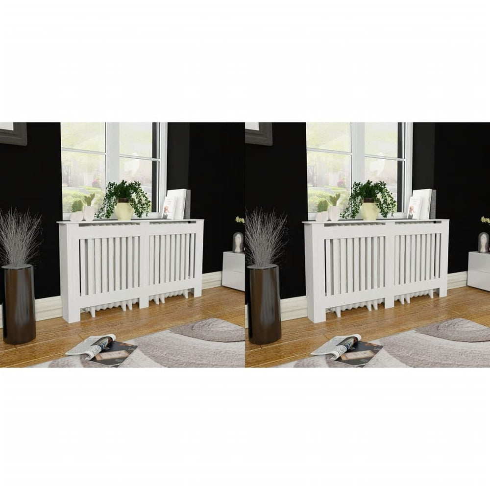 vidaXL Radiator Cover 2 pcs White Engineered Wood 152 cm