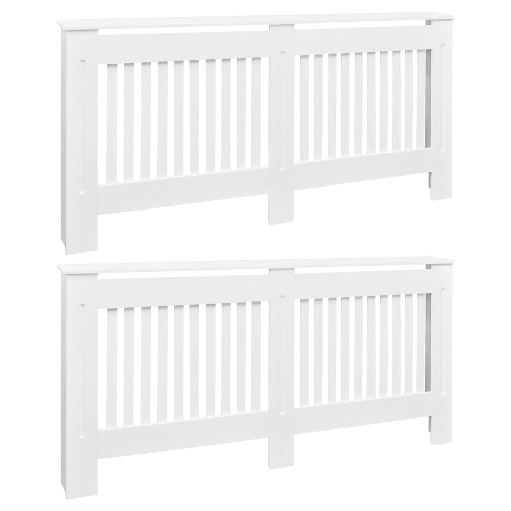 vidaXL Radiator Cover 2 pcs White Engineered Wood 172 cm