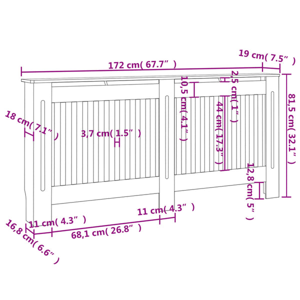 vidaXL Radiator Cover 2 pcs White Engineered Wood 172 cm