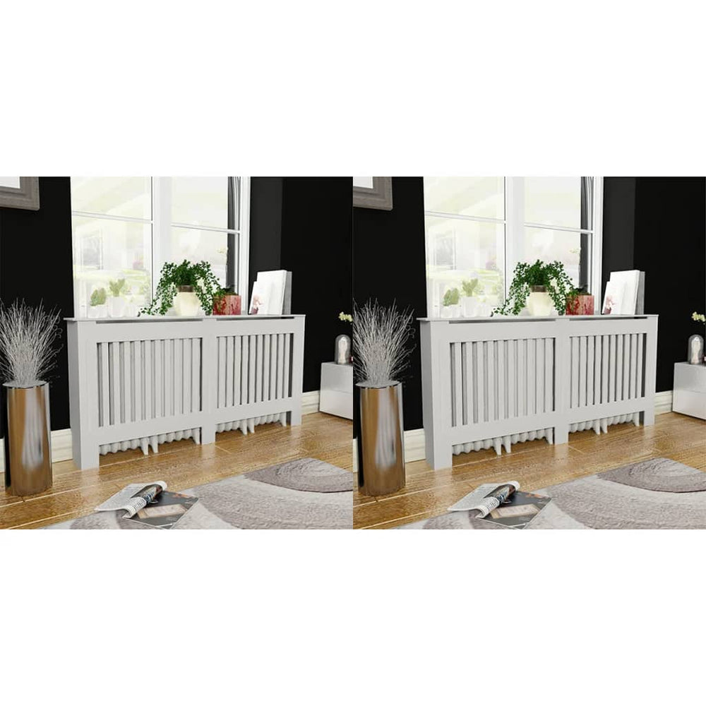 vidaXL Radiator Cover 2 pcs White Engineered Wood 172 cm