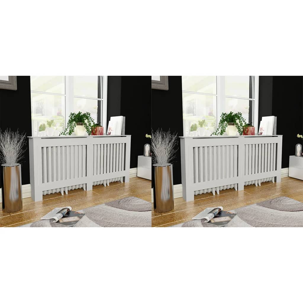 vidaXL Radiator Cover 2 pcs White Engineered Wood 172 cm