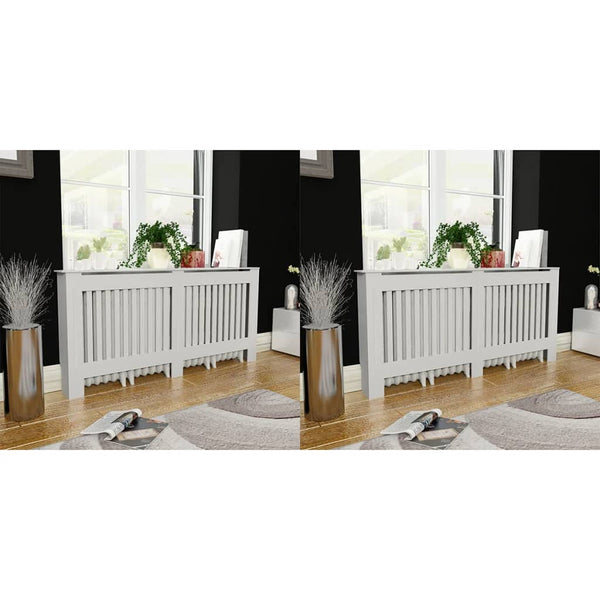 vidaXL Radiator Cover 2 pcs White Engineered Wood 172 cm