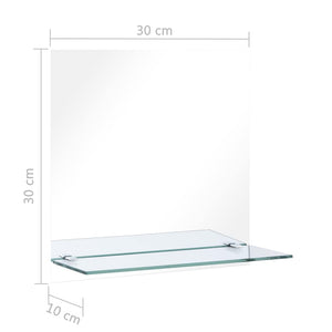 vidaXL Wall Mirror with Shelf 30x30 cm Tempered Glass