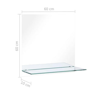 vidaXL Wall Mirror with Shelf 60x60 cm Tempered Glass