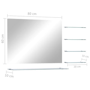 vidaXL Wall Mirror with 5 Shelves Silver 80x60 cm