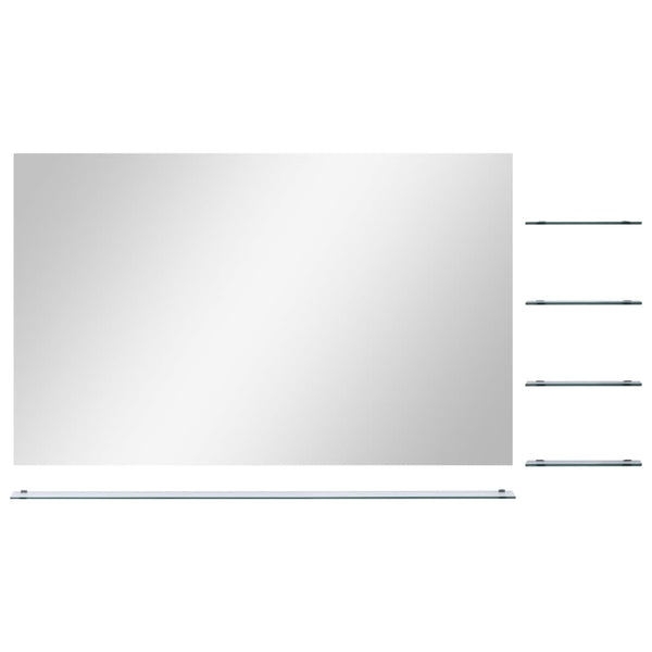 vidaXL Wall Mirror with 5 Shelves Silver 100x60 cm