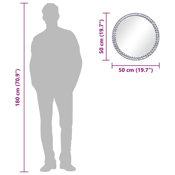 vidaXL Wall Mirror 50 cm Tempered Glass