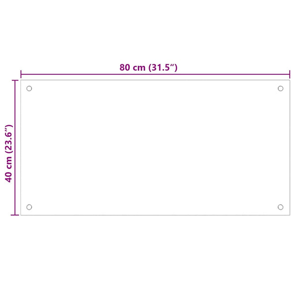 vidaXL Kitchen Splashback Milk White 80x40 cm Tempered Glass