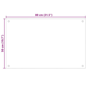 vidaXL Kitchen Backsplash Milky White 80x50 cm Tempered Glass