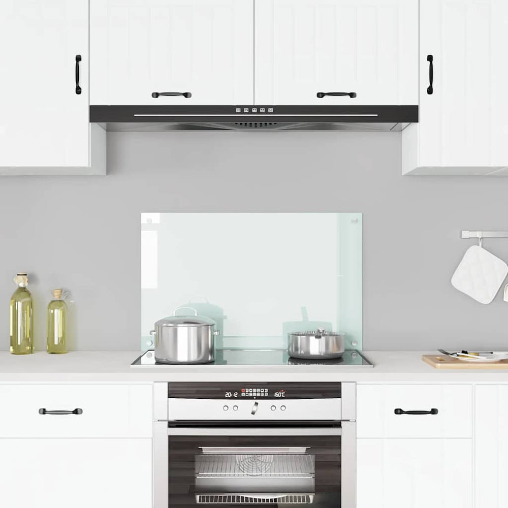 vidaXL Kitchen Backsplash Milky White 80x50 cm Tempered Glass