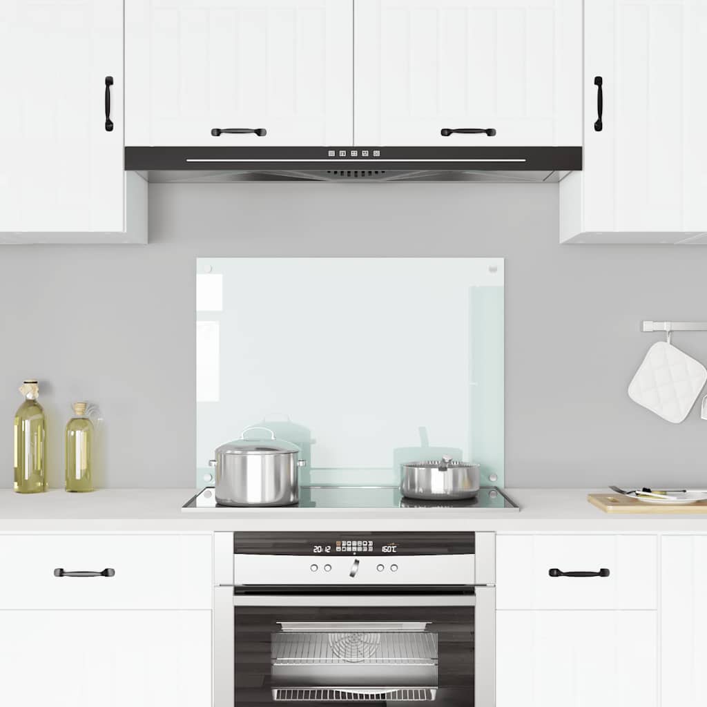 vidaXL Kitchen Backsplash Milky White 80x60 cm Tempered Glass