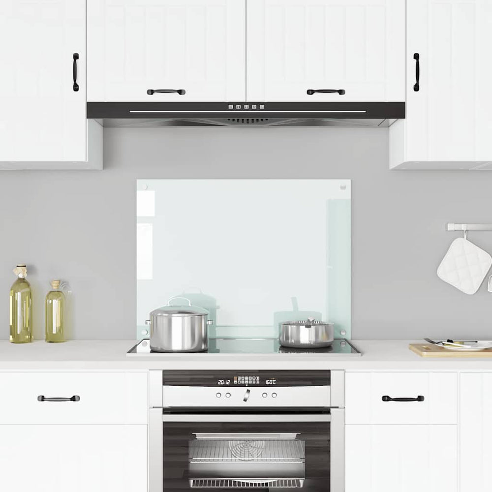 vidaXL Kitchen Backsplash Milky White 80x60 cm Tempered Glass