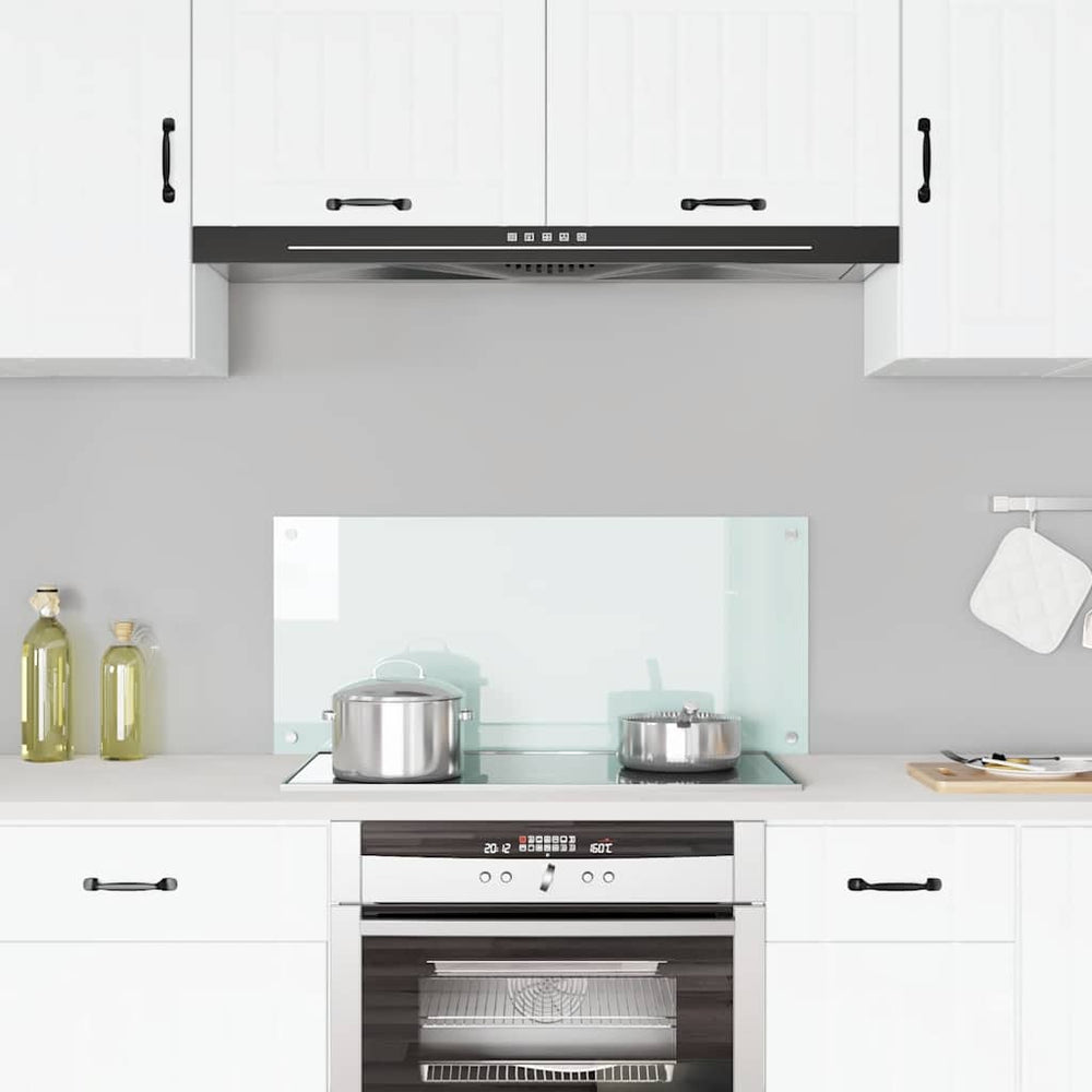 vidaXL Kitchen Splashback Milky White 90x40 cm Tempered Glass