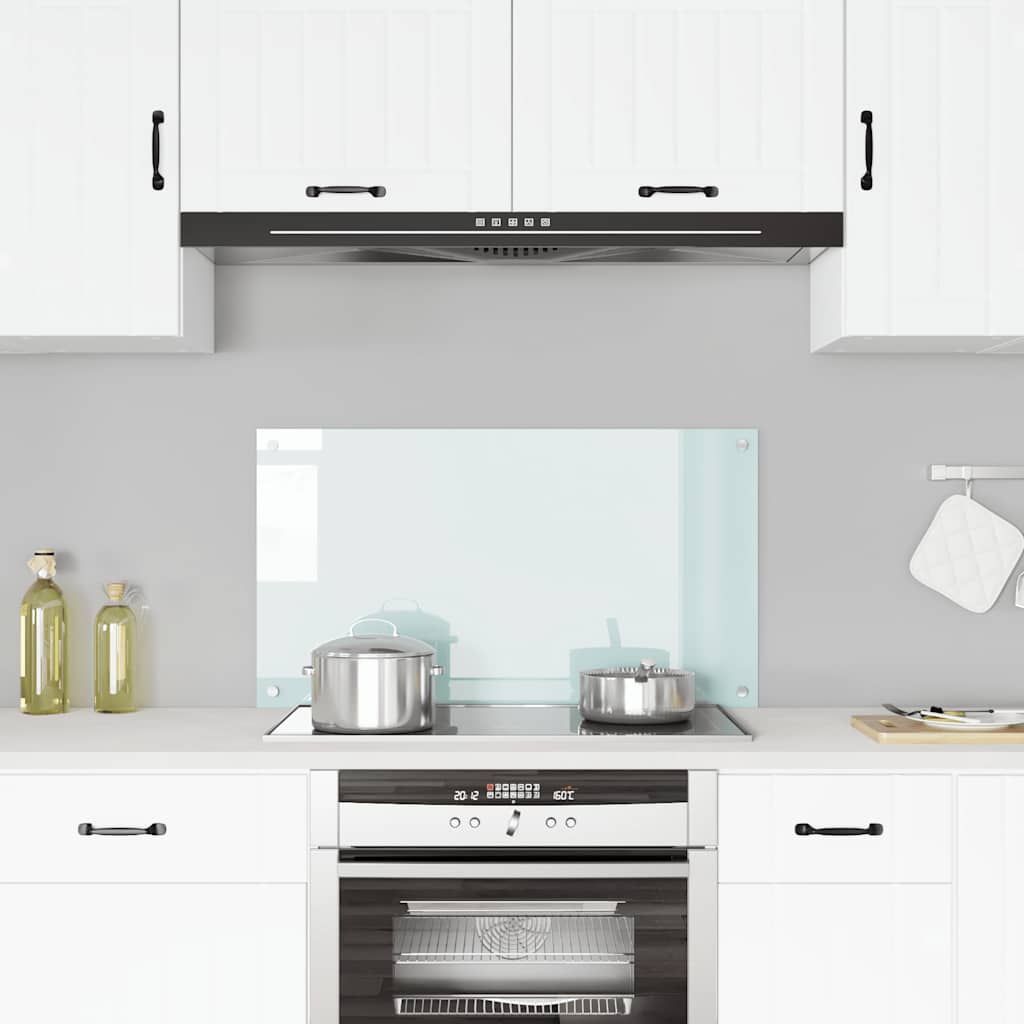 vidaXL Kitchen Splashback Milky White 90x50 cm Toughened Glass