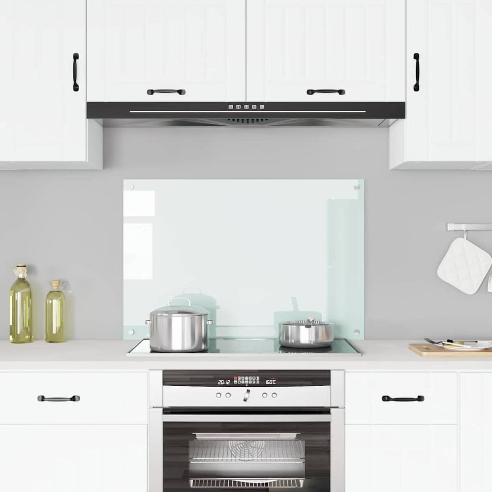 vidaXL Kitchen Splashback Milky White 90x60 cm Tempered Glass