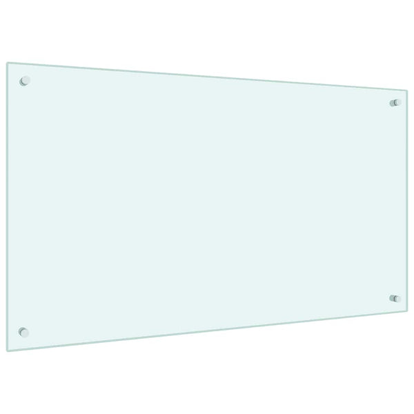 vidaXL Kitchen Splashback Milky White 100x60 cm Tempered Glass