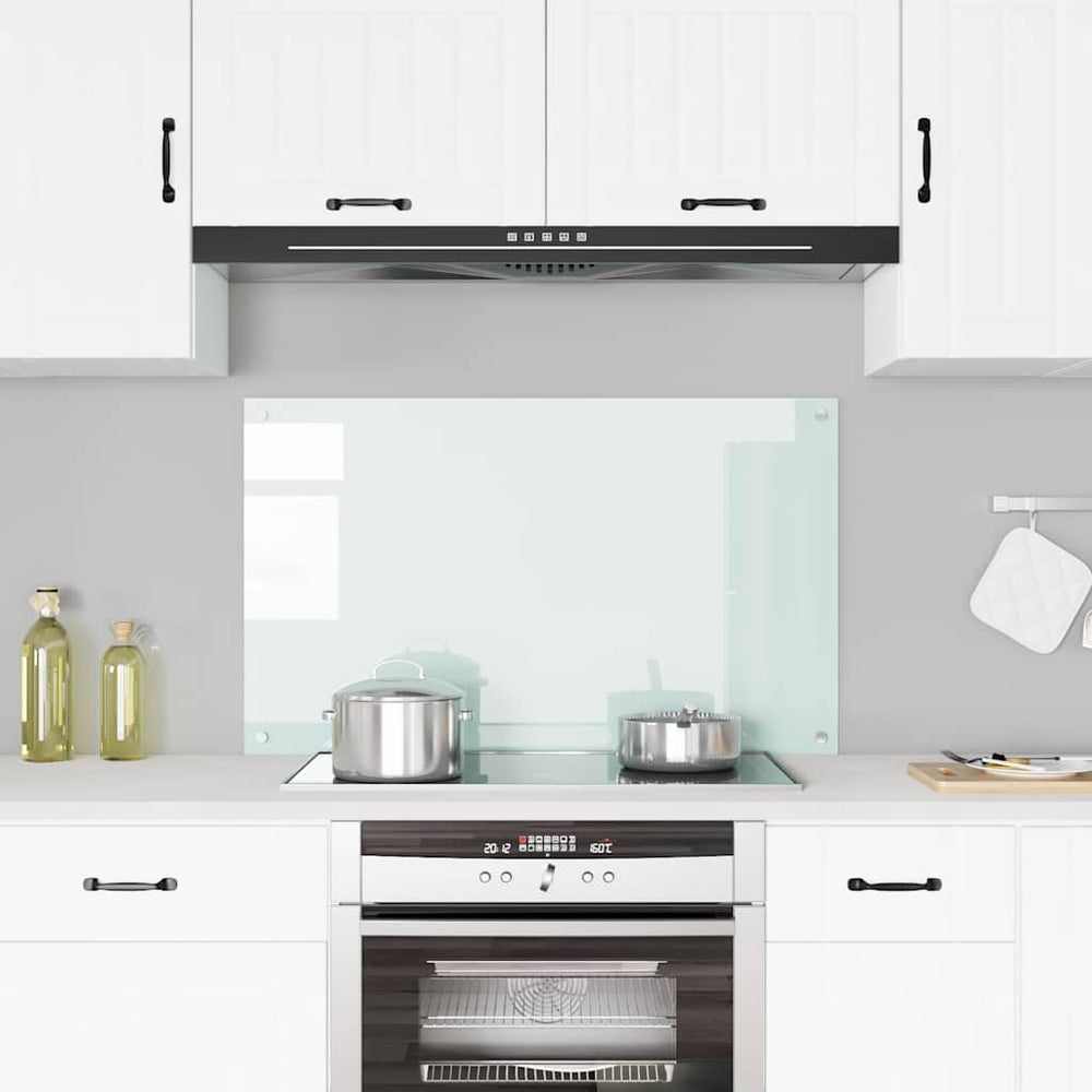 vidaXL Kitchen Splashback Milky White 100x60 cm Tempered Glass