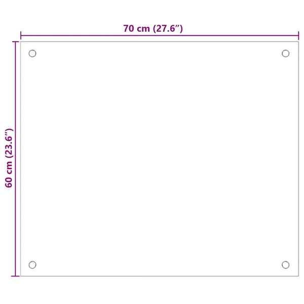 vidaXL Kitchen Splashback Transparent 70x60 cm Tempered Glass