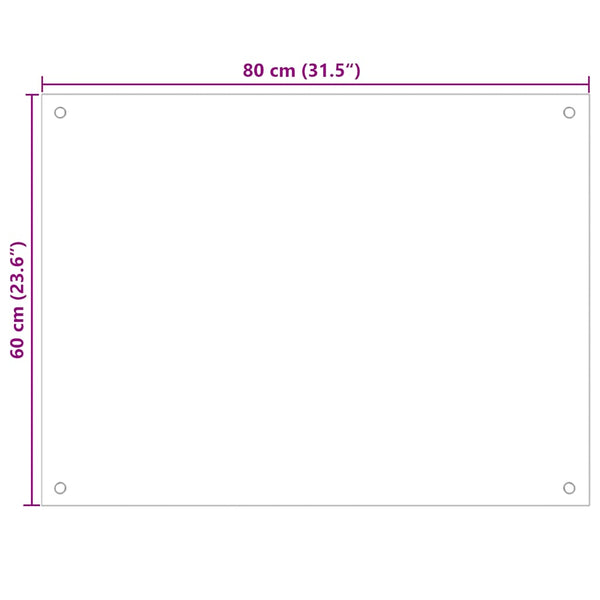 vidaXL Transparent Kitchen Backsplash 80x60 cm Tempered Glass