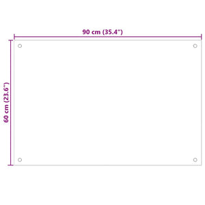 vidaXL Kitchen Splashback Transparent 90×60 cm Tempered Glass