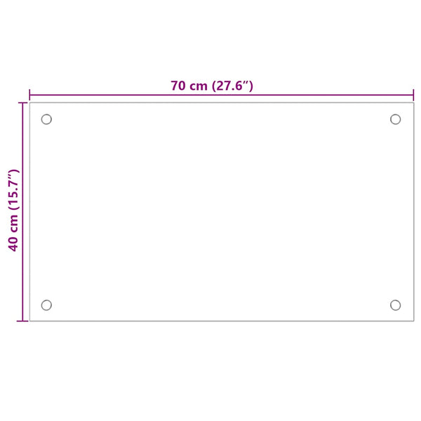vidaXL Kitchen Splashback Black 70x40 cm Tempered Glass