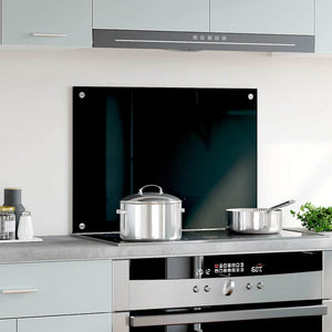 vidaXL Black Kitchen Backsplash 70x50 cm Tempered Glass