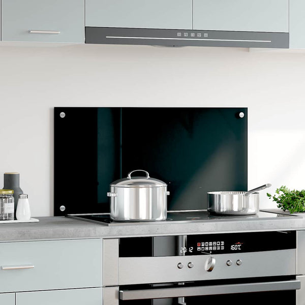 vidaXL Black Kitchen Backsplash 80x40 cm Tempered Glass