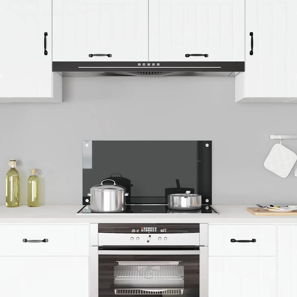 vidaXL Black Kitchen Backsplash 80x40 cm Tempered Glass